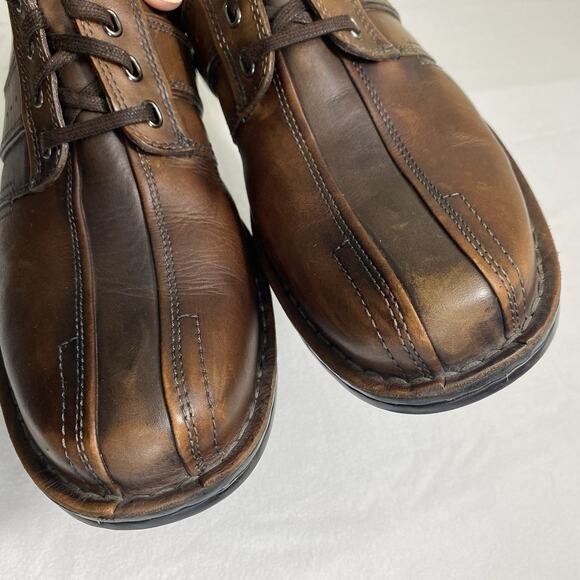 Clarks Touareg Vibe Men\'s 12M Brown Leather Oxford Shoes Lace Up Round Toe